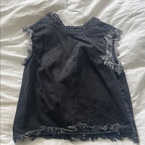 Gap black denim Sleeveless Frayed Top